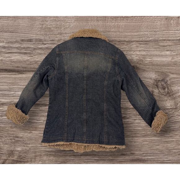 Vintage Denim Jacket Shearling Lined Boho Biker Chic M Giacca Penny Lane - Picture 3 of 7